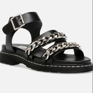 Mintra Womens Faux Leather Buckle Block Heel